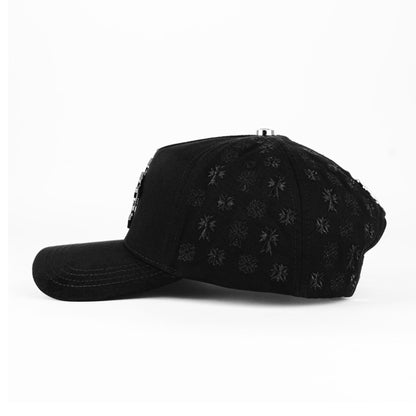 Gorra Barbas Hats Cruces Silver Chrome Blackout Blk| Snapback Visera Semicurva