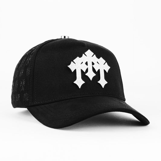Gorra Barbas Hats Cruces Silver Chrome Blackout Blk| Snapback Visera Semicurva