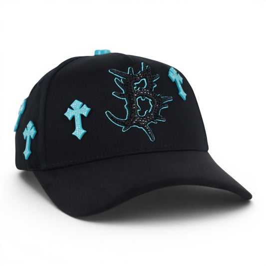Barbas Hats Heaven Cyan Crosses Black